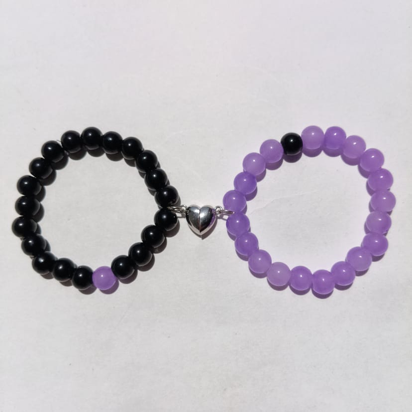 Lavender×Black couple bracelet - Image 1